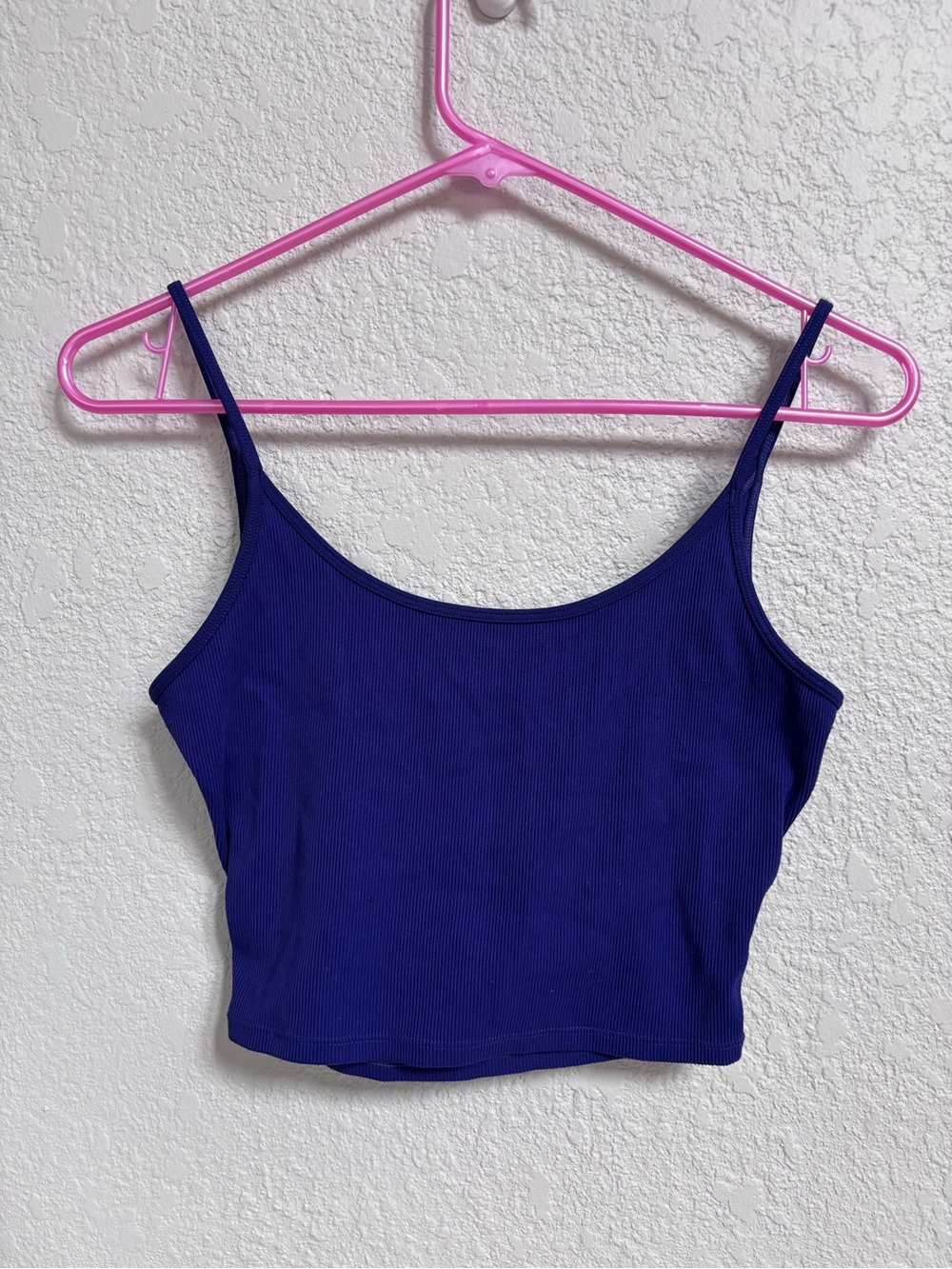 Athleta Ribbed Cropped Cami Tank Top - Deep Blue